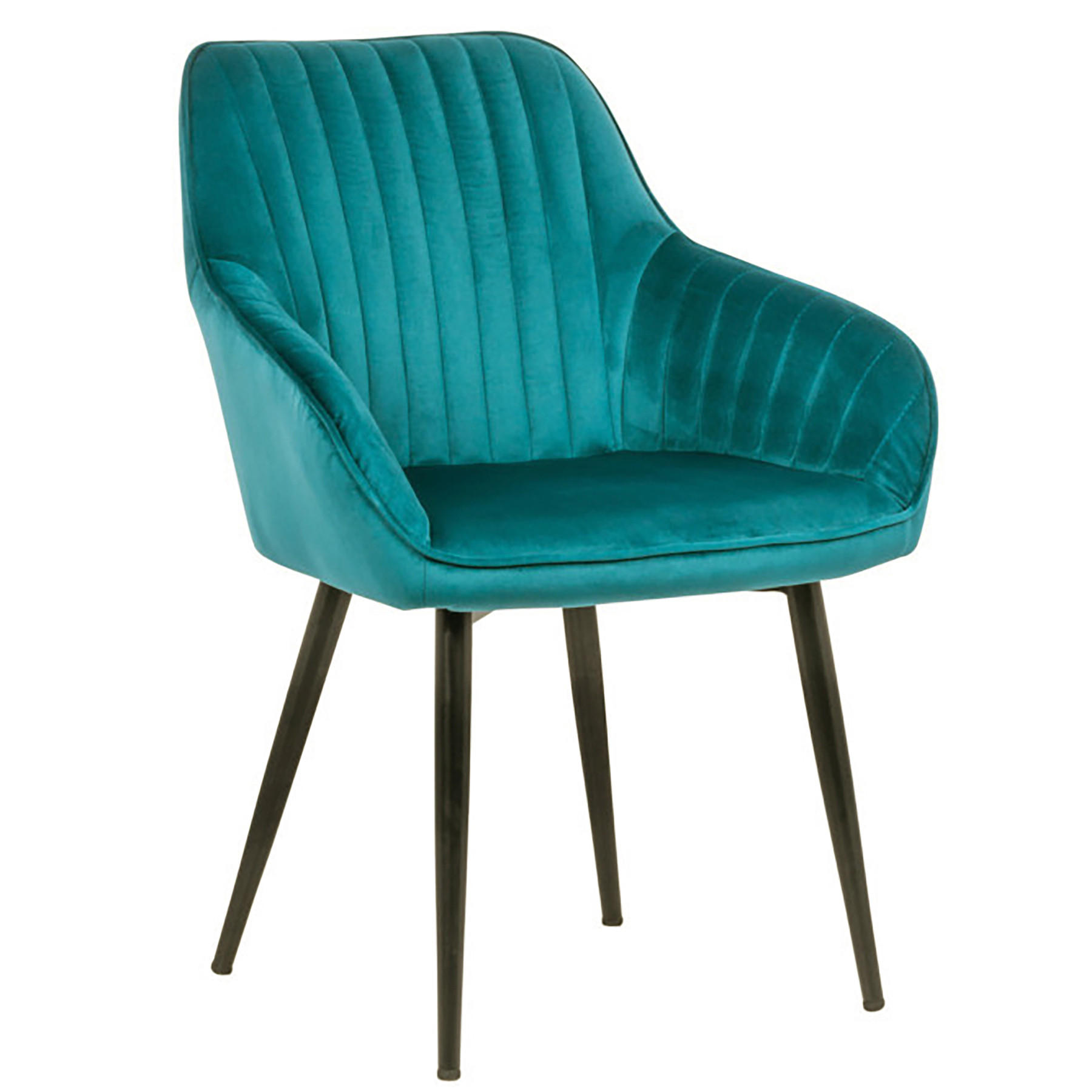 STUHL TURIN Samt Türkis 85 cm - Türkis/Schwarz, Textil/Metall (60/84/61cm) - riess-ambiente