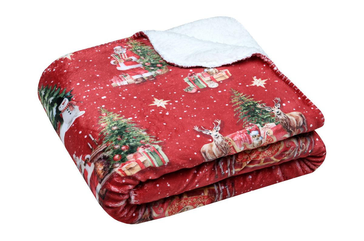 WEIHNACHTSDECKE Noel 130/160 cm - Rot, Textil (160/130cm)