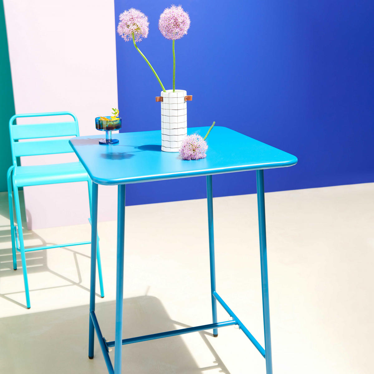 GARTENSET 3-tlg., Pazifikblau - Blau, Metall - Oviala