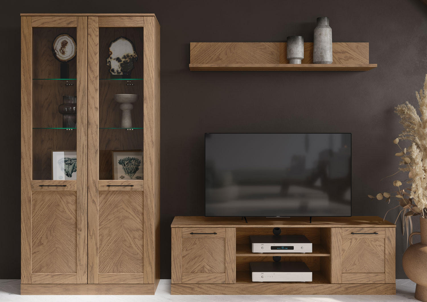 Thumbnail - Feldmann-Wohnen Lowboard, Braun, Holz, 3 Fächer, Rechteckig, 160x50x42 cm, Wohnzimmer, Wohnwände, Lowboards, Lowboards s...