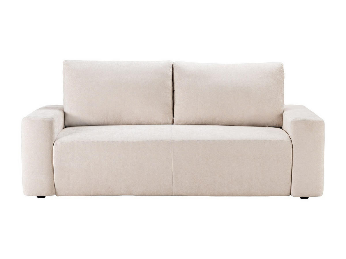3-SITZER Schlafsofa – Strukturstoff – Beige – Liegefläche 140 cm – Matratze 13 cm – DAVISO - Beige, Textil (210/88/103cm) - Vente-Unique