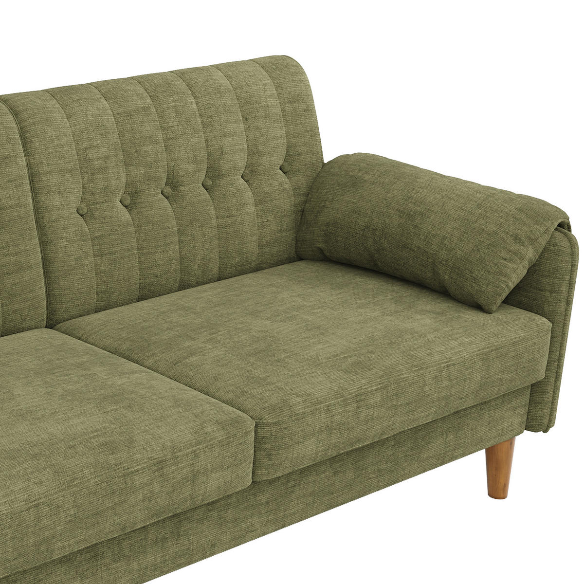 SOFA 2-Sitzer, Grün, Chenille, Stepplehne, Seitentaschen - Grün, Textil (79/83.5/161.5cm)