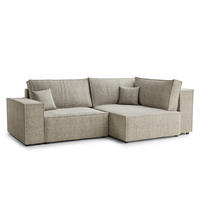 ECKSOFA MIT SCHLAFFUNKTION Tonga Beige Chenille-Stoff - Beige/Schwarz, Holz/Holzwerkstoff (253/105cm) - Maison de Reve
