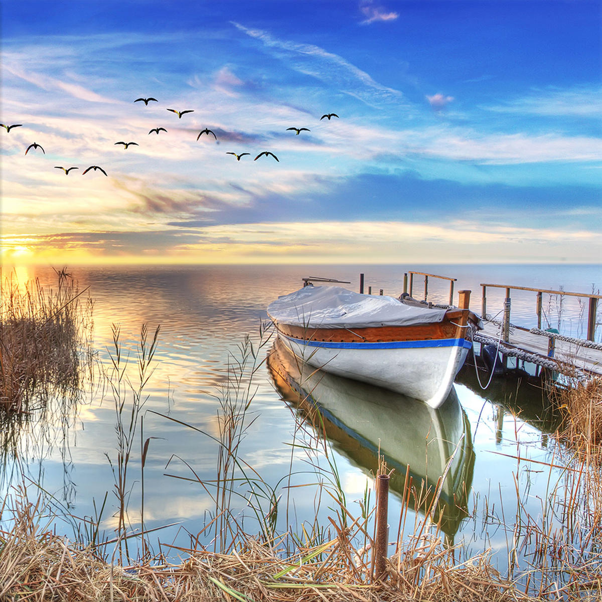 GLASBILD 30×30 cm Strand - Beige, Glas (30/30cm) - artissimo