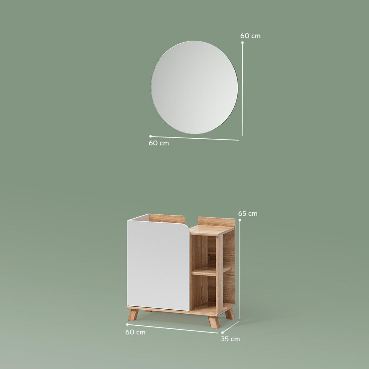 BADMÖBEL-SET Marano Sonoma/Weiß 2 Teile - Weiß/Sonoma Eiche, Holzwerkstoff (60/65/35cm) - Livinity®