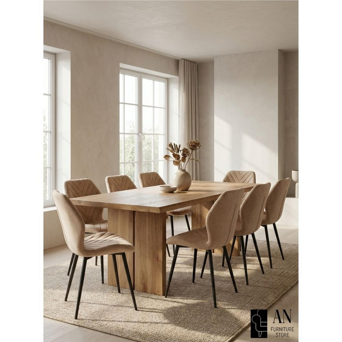 STÜHLE Esszimmerstuhl, gepolstert mit Steppung, schwarze Metallbeine, 1 Stück, Beige - Beige/Schwarz, Metall (48/86/41cm) - AN Furniture Store