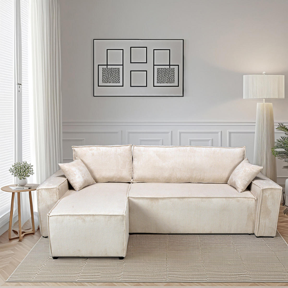 ECKSOFA mit Schlaffunktion/ ELISE, 4 Plätze - Beige - Beige, Textil (144/248cm) - Weber Industries