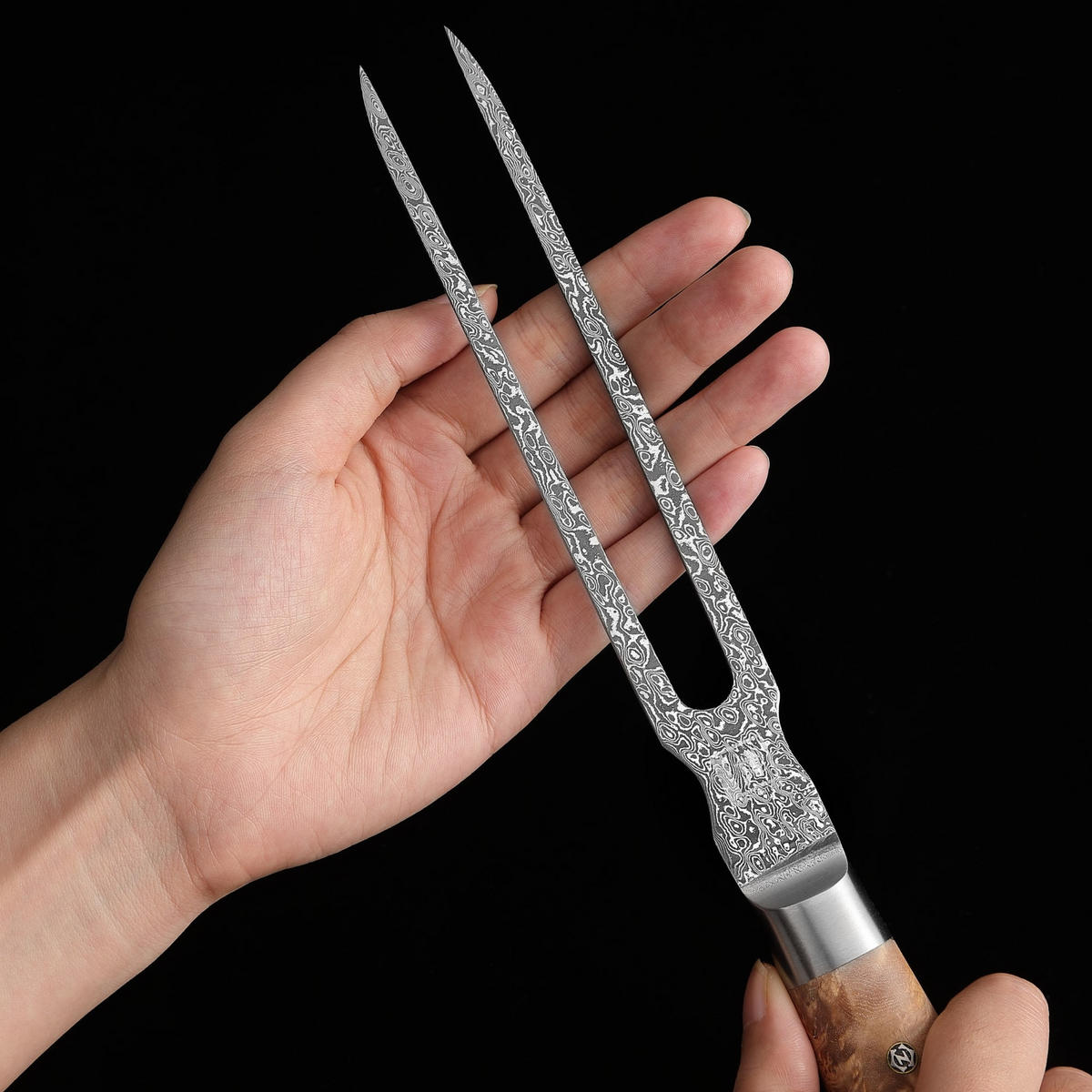 TRANCHIERGABEL 18 cm - Birkefarben, Holz/Metall (32cm) - Zayiko