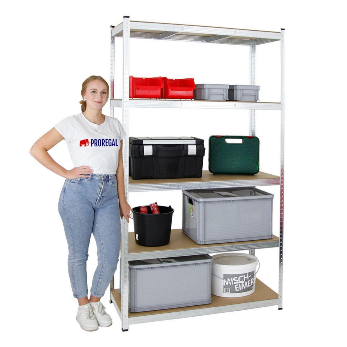 KELLERREGAL Gorilla 2er-Set mit 2x 200x120x50 cm Fachlast 175 kg Verzinkt - Silberfarben, Metall (120/200/50cm) - PROREGAL
