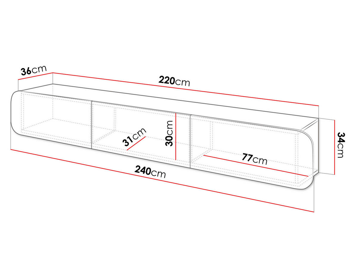 TV-LOWBOARD B Rene 3D - Kaschmir, Holzwerkstoff (240/34/36cm) - MIRJAN24