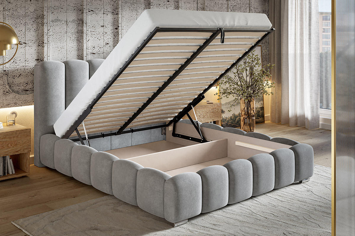 POLSTERBETT 200x200 Pearl, Samtstoff, Bettkasten, Lattenrost, Beige - Beige, Holz/Textil (200/200cm) - Emporius