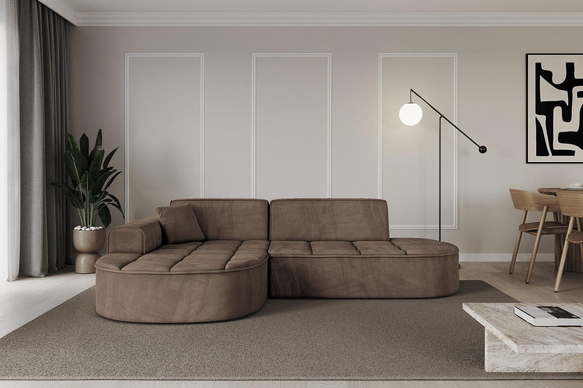 ECKSOFA Ottomane Links TARO-L1 - 243x171x79,5 cm Braun - Braun, Holzwerkstoff/Textil (243/171cm) - ALTDECOR
