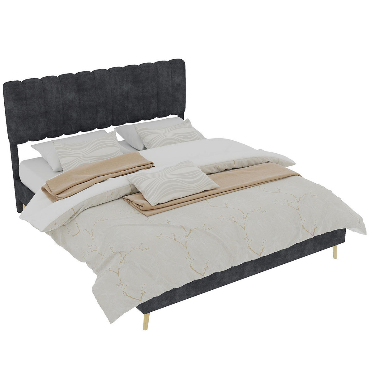 POLSTERBETT 160x200 cm ohne Stauraum grau - Grau, Textil (160/200cm) - LEBENLANG