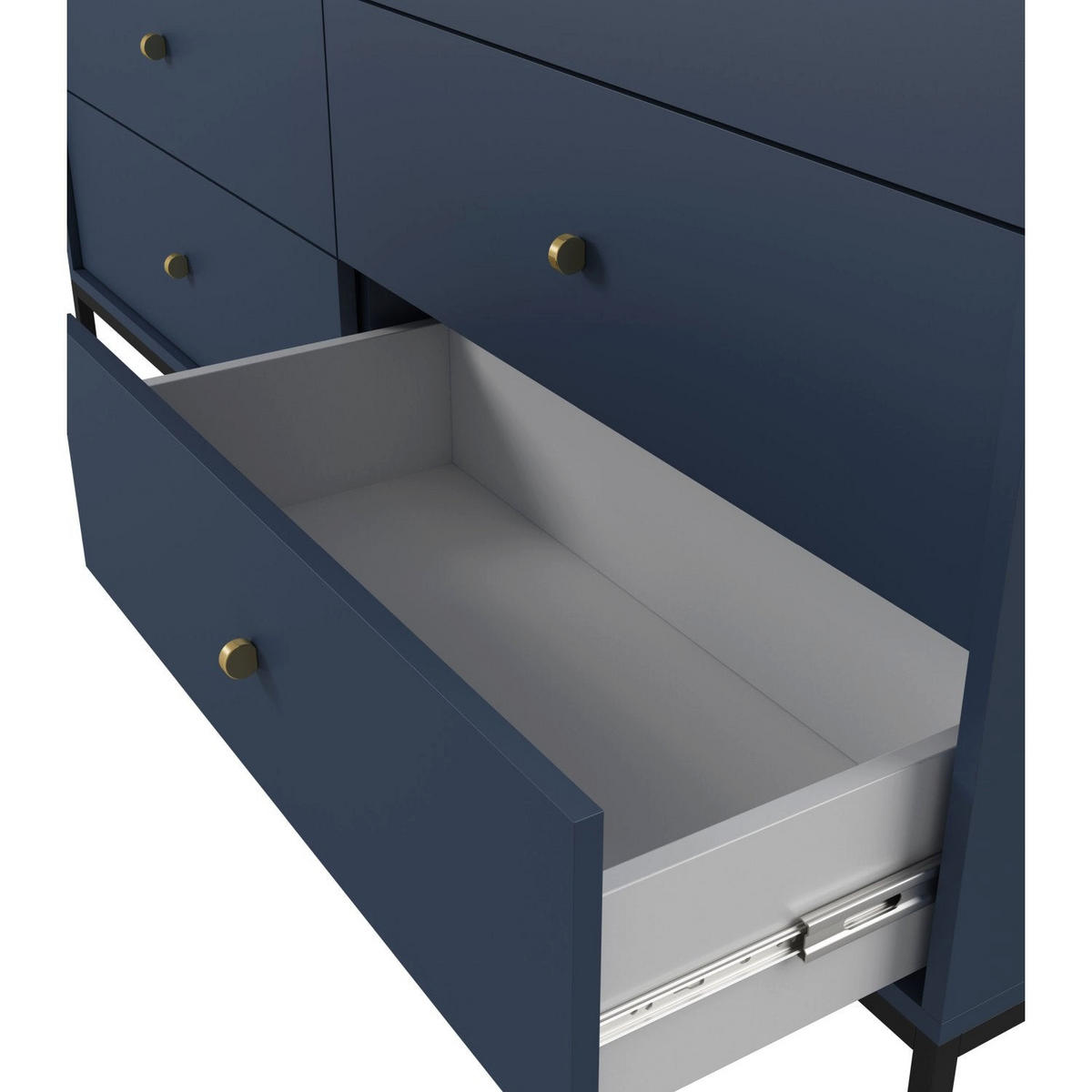 KOMMODE Monne Dunkelblau mit Metallbeinen 154 cm - Goldfarben/Schwarz, Holzwerkstoff/Metall (154/91/39cm) - Selsey
