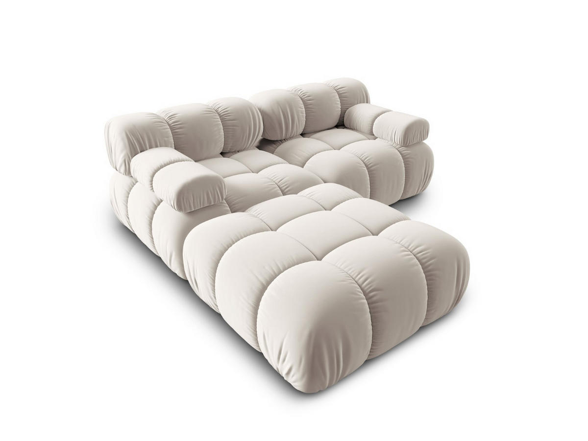 MODULARES-SOFA Bellis aus Samt leichtes beige 3 Sitzplätze - Creme, Textil (188/63/188cm) - Micadoni
