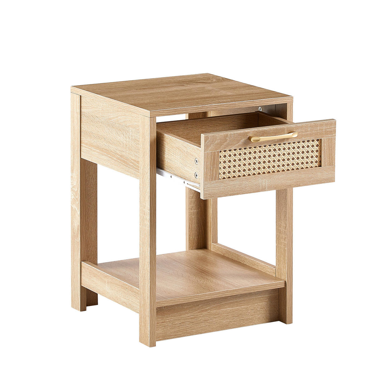 BEISTELLTISCH/NACHTTISCH, MDF in Rattan-Optik mit Schublade, 40/40/55 cm, Natur - Naturfarben, Holzwerkstoff (40/55/40cm) - Redom
