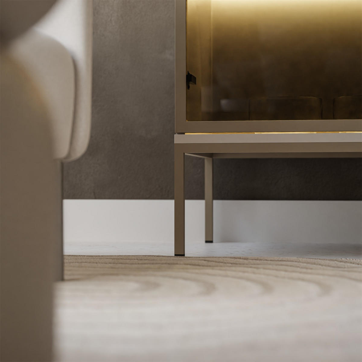 VITRINE ECLIPSE WT104 mit Beleuchtung,KASCHMIR - Kaschmir, Holzwerkstoff (104/126/39cm) - Lookway