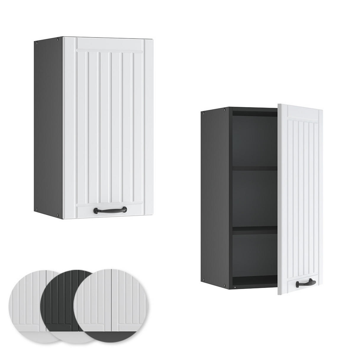 HÄNGESCHRANK Fame-Line Weiß Landhaus 40 cm - Anthrazit/Weiß, Holzwerkstoff (40/72/34.1cm) - Vicco