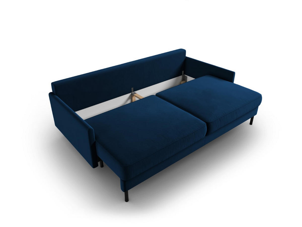 AUSKLAPPBARES-SOFA mit Bettkasten Scott aus Samt königsblau 3 Sitzplätze - Blau, Textil (97/87/212cm) - Micadoni