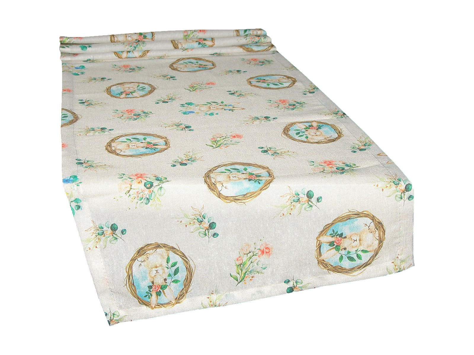 KISSENHÜLLE Hase Josefine romantisches Landhaus Design Kaninchen Alloverdruck 30/50 cm - Multicolor/Weiß, Textil (40/130cm) - beties Heimtextil