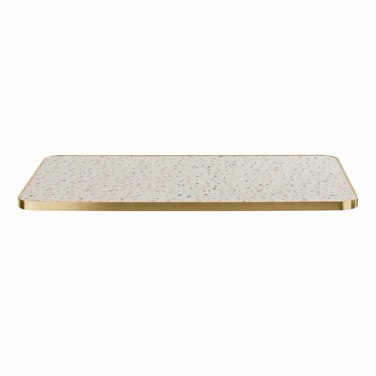 TISCHPLATTE, Terrazzo und Gold - Beige/Weiß, Metall (60/120/2.5cm) - Oviala