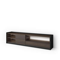 LOWBOARD, Dunkler Eiche und Schwarz, 207/37/50cm, mit Led - Dunkelbraun, Holzwerkstoff (207/50/37cm) - Skraut Home