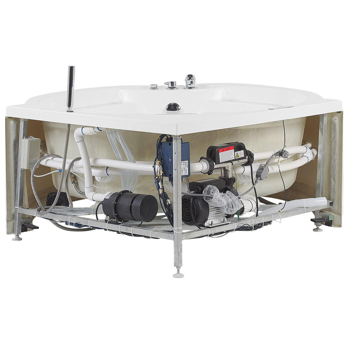 WHIRLPOOL-BADEWANNE 150x181x64 cm weiß Milano - Weiß, Kunststoff (150/64/181cm) - Beliani