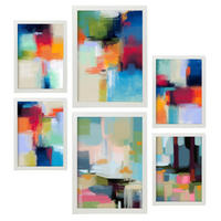 POSTER Set Mit 6 Victorian Shades 2 In Farbenfrohe Zusammenfassungen A3 & A4 Weißer Rahmen - Weiß, Papier (29/3cm) - Nacnic