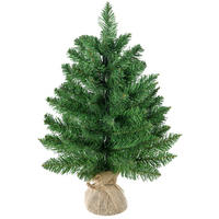 WEIHNACHTSBAUM für Tisch 0,6 m kleiner Christbaum 70 Zweige Leinen PVC Zement - Grün, Kunststoff (60cm) - HOMCOM