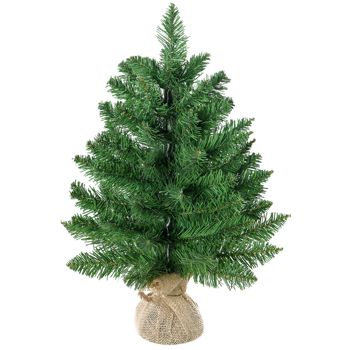 WEIHNACHTSBAUM für Tisch 0,6 m kleiner Christbaum 70 Zweige Leinen PVC Zement - Grün, Kunststoff (60cm) - HOMCOM