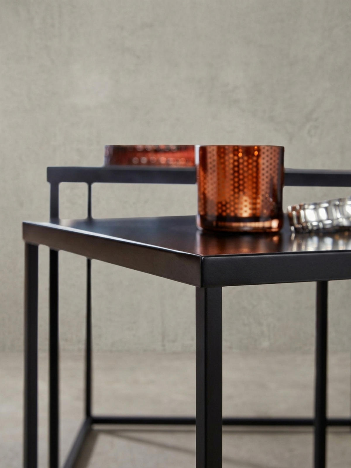 BEISTELLTISCH Set – 2-teilig Schwarz Stahl Industriestil mit Anti-Rutsch - Schwarz, Metall (40/40/45cm) - KADIMA DESIGN