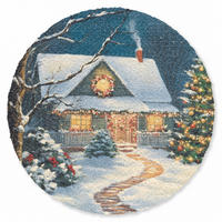 ROHOŽKA Vánoce - Vánoční stromek - Zima - Domov - Sníh 90x90 cm - různobarevná, textil/umělá hmota (90/0.4cm) - MuchoWow