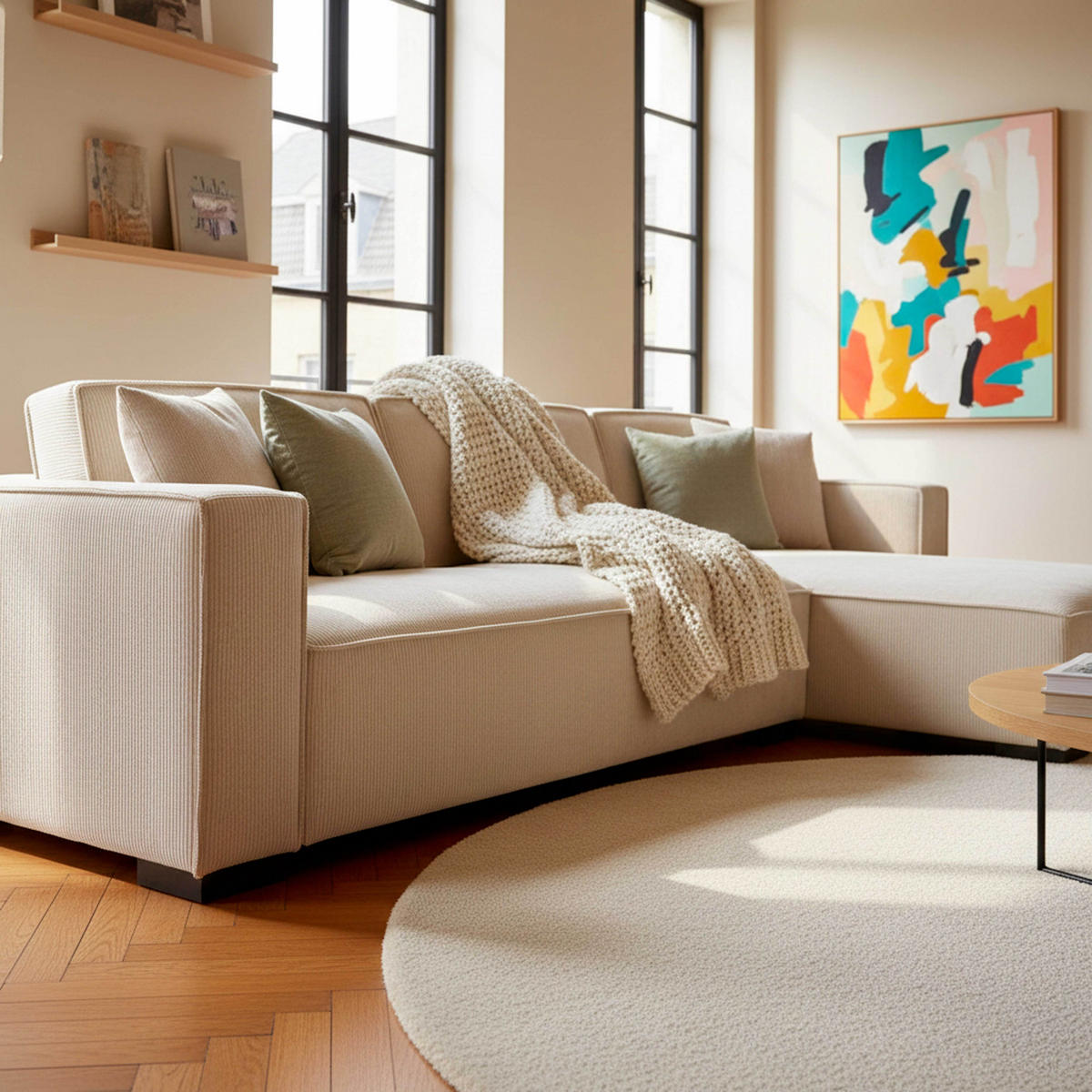 SOFA 3-Sitzer, Weiß - Weiß, Textil (160/247cm) - Oviala