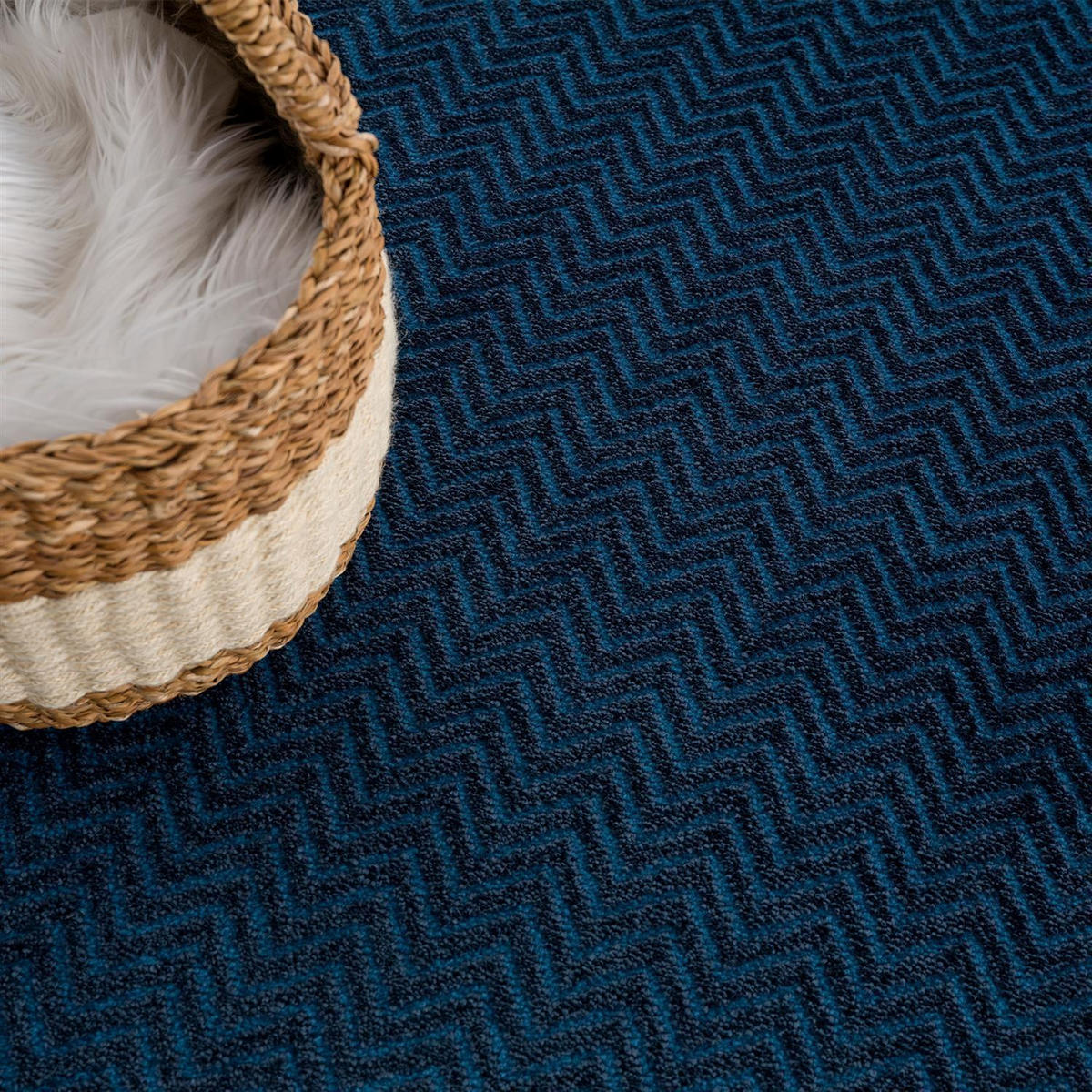 KURZFLOR-TEPPICH Fancy 805 Blau 200x200 cm rund - Blau, Textil (200/200cm) - carpet city
