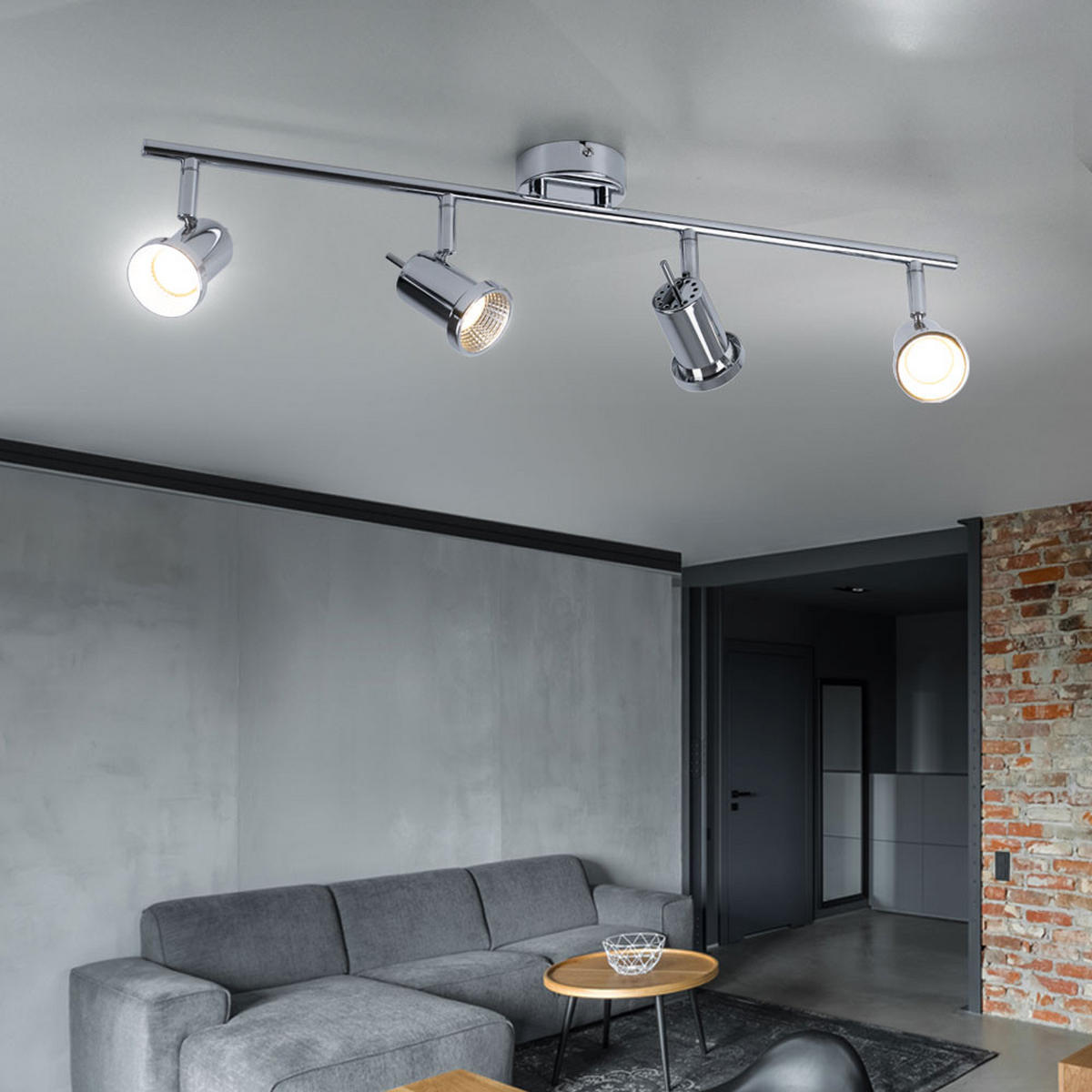 LED DECKENLEUCHTE Chrom silber verstellbar - Silberfarben, Metall (63/8/14cm)