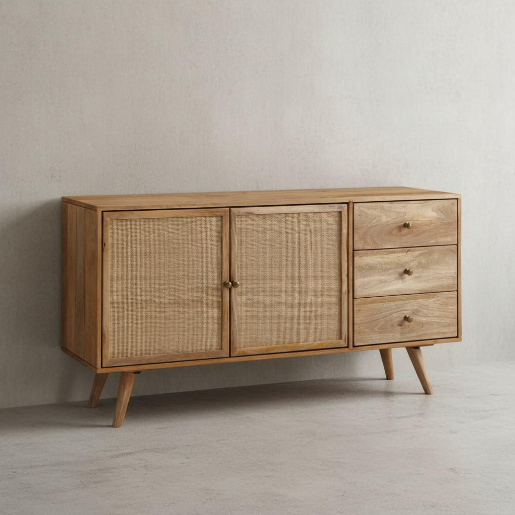 SIDEBOARD – Mangoholz, robust, viel Stauraum - Braun, Holz/Metall (140/75/40cm) - KADIMA DESIGN