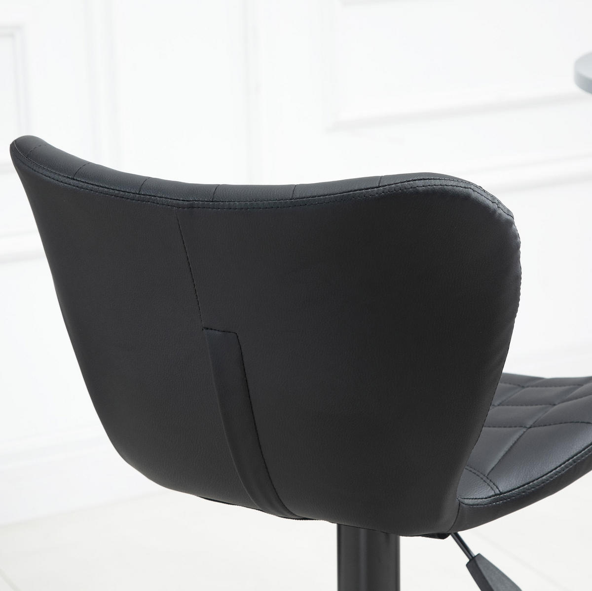BARHOCKER 2er-Set höhenverstellbar drehbar 57 x 58 x 87-107 cm Kunstleder Schwarz - Schwarz, Metall (51.5/109/47cm) - Meubliv