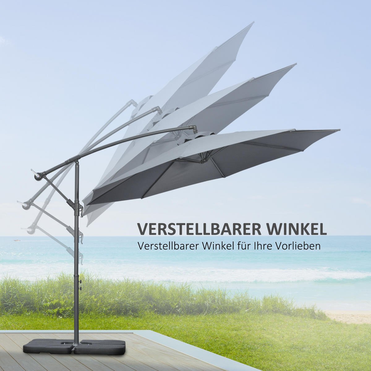 AMPELSCHIRM, Polyesterstoff, Metall, Dunkelgrau - Dunkelgrau, Metall (292/292cm) - Outsunny