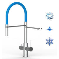 5-WEGE-KÜCHENARMATUR, Edelstahl Massiv aus Chirurgenstahl, Gebürstet und Hellblau, 2-Strahl-Brause - Hellblau, Metall (24/52.5/24cm) - VIZIO