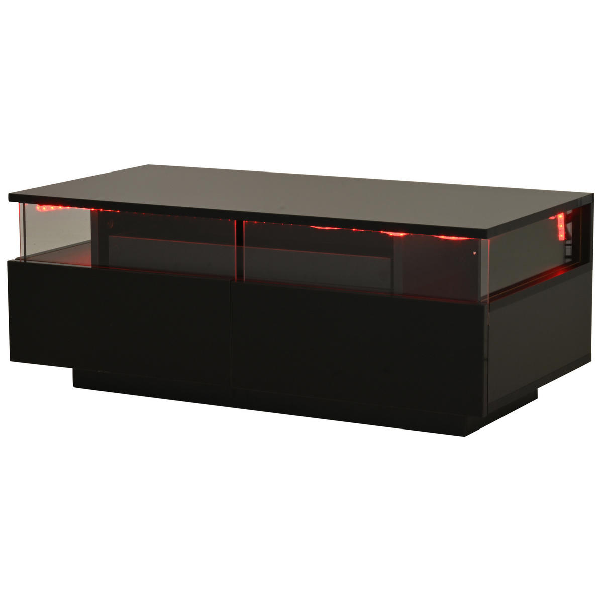 COUCHTISCH 90/45/35,5 cm Schwarz aus Holzwerkstoff mit abnehmbarem Tablett und LED-Licht - Schwarz, Holzwerkstoff (90/45/35.5cm) - OKWISH