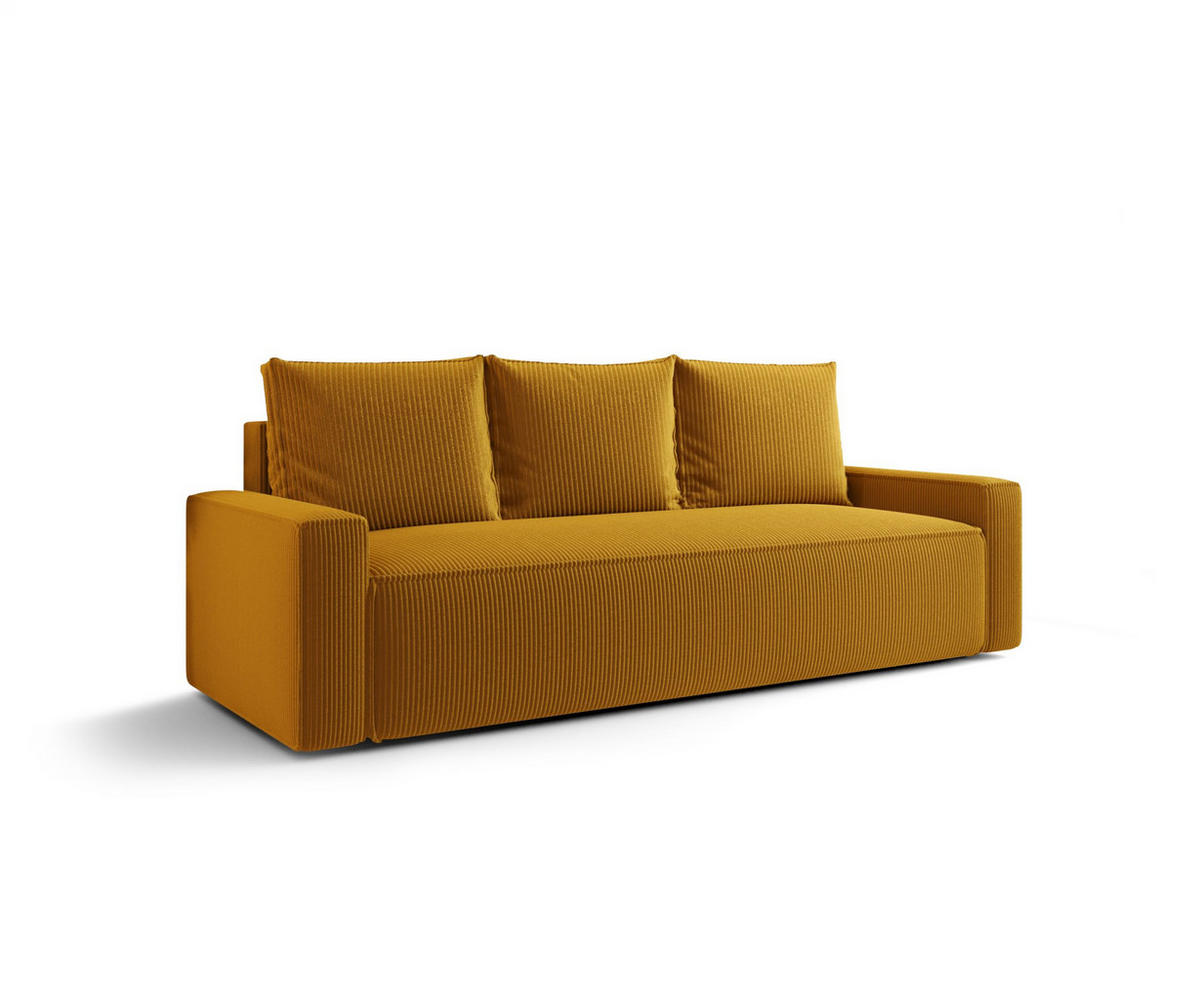 SOFA mit Schlaffunktion SAVIO Poso 01 - Currygelb, Textil (232/90/90cm) - Bedante