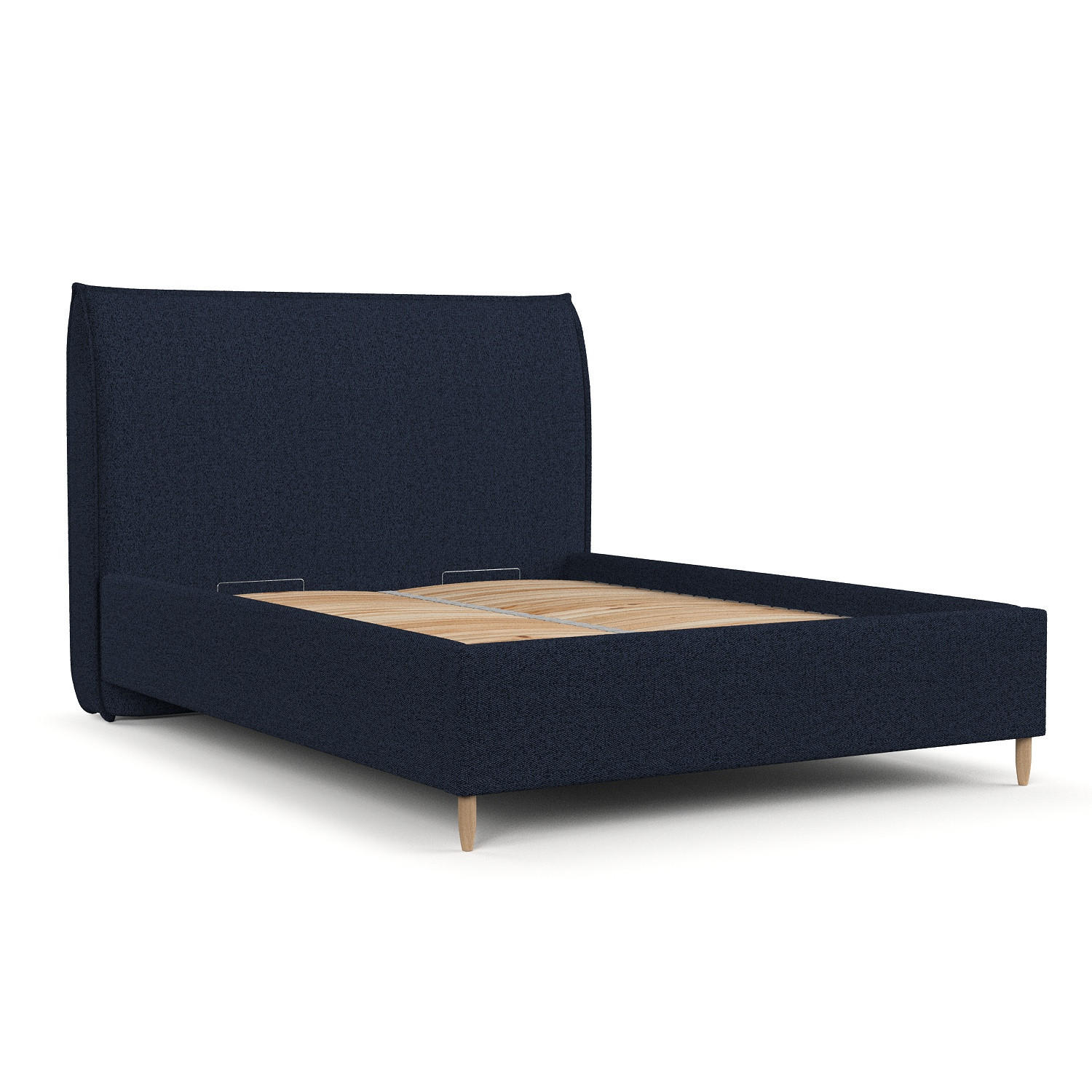 POLSTERBETT Mira 160/200 cm Marineblau im Riva Stoff - Naturfarben/Dunkelblau, Holz/Holzwerkstoff (160/200cm) - AltaBeds