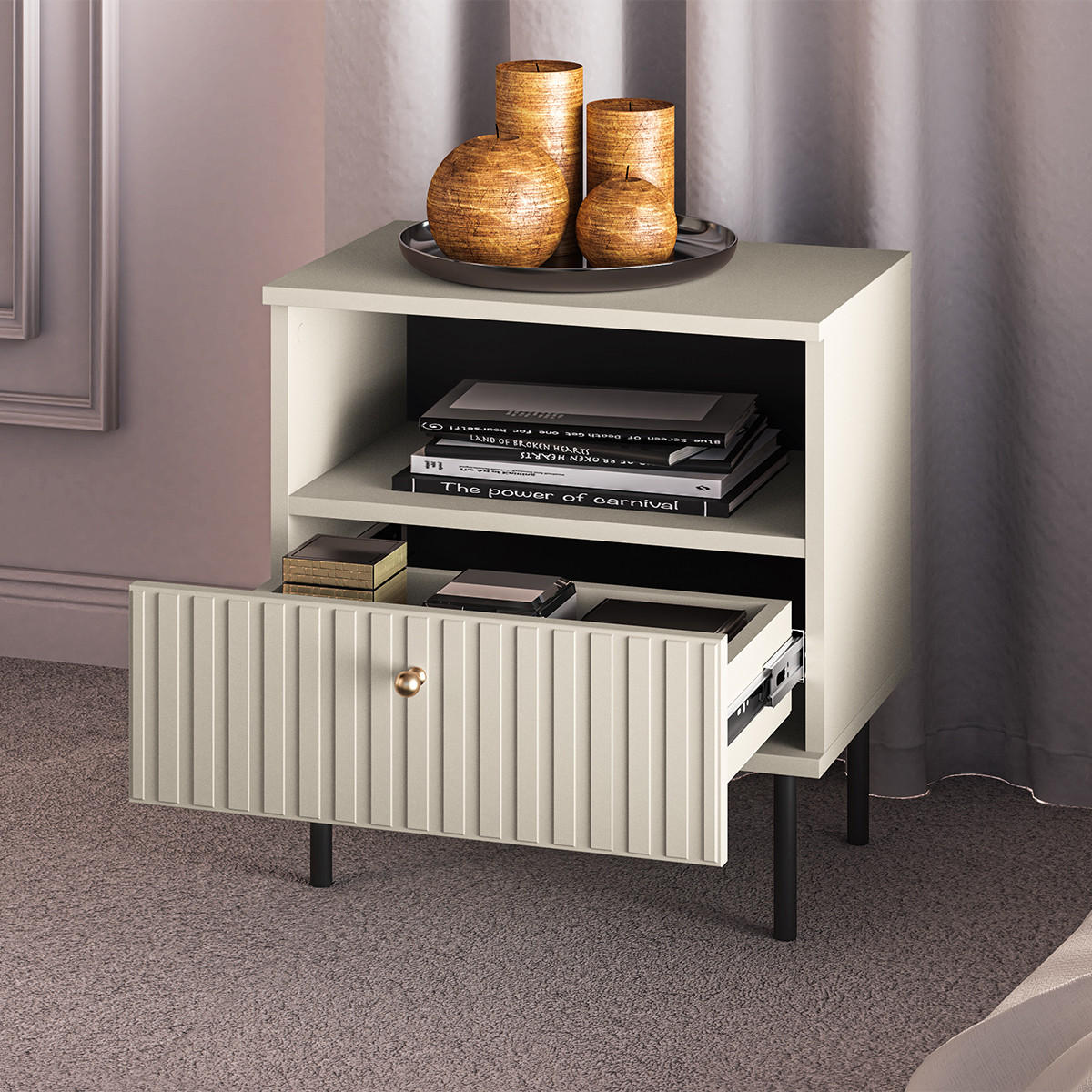 NOČNÍ STOLEK Nova Béžová - béžová, kompozitní dřevo (50/53/34cm) - Petits-meubles