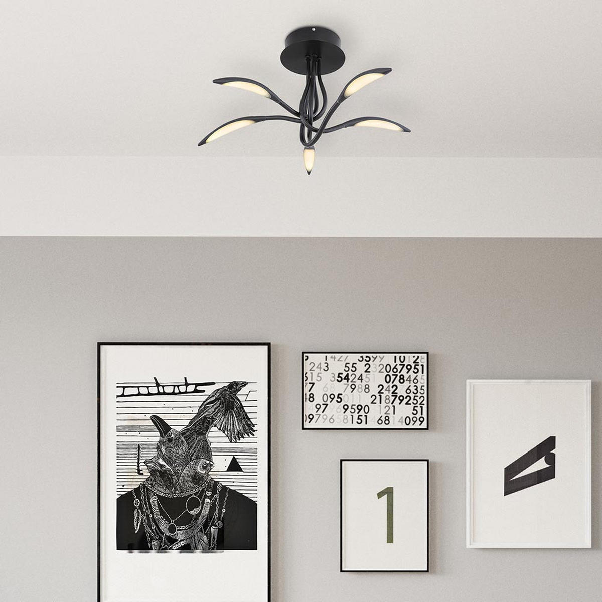 LED DECKENLEUCHTE KAELA Schwarz - Schwarz, Metall (68/68/33cm) - Globo Lighting