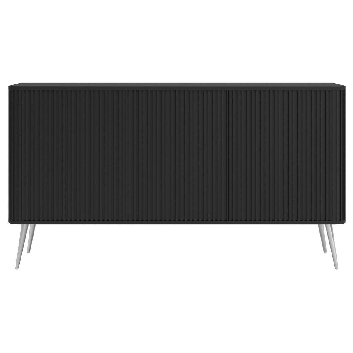 SIDEBOARD Ovarlo Schwarz mit Metallbeinen 163 cm - Silberfarben/Schwarz, Holzwerkstoff/Metall (163.2/83.8/38cm) - Selsey