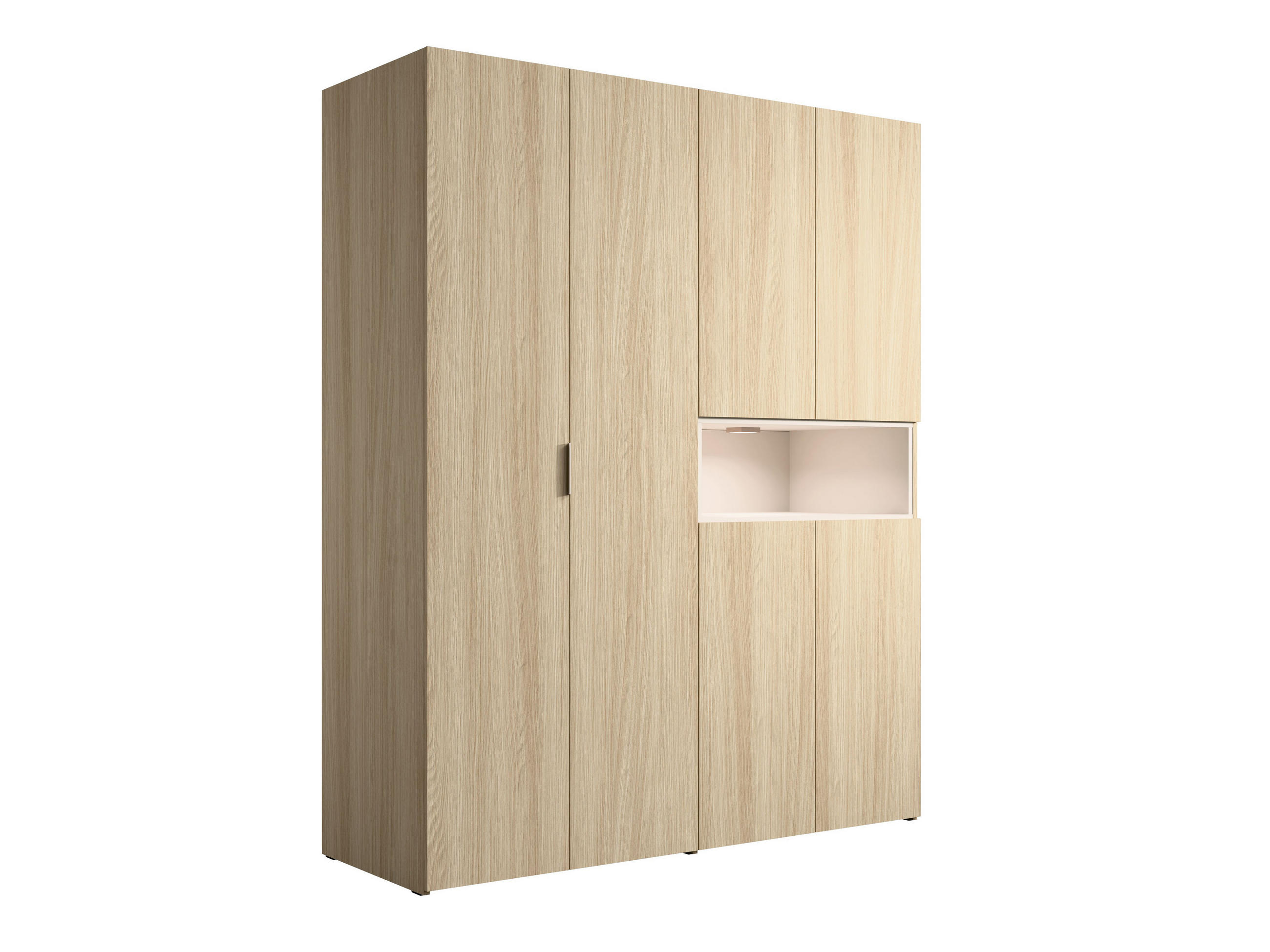 KLEIDERSCHRANK VARENO 20 - 161×202×58 cm 6 Türen mit Beleuchtung Barista Eiche / Wüstensand - Sandfarben/Eichefarben, Holzwerkstoff (161/202/58cm) - Milaros Markt