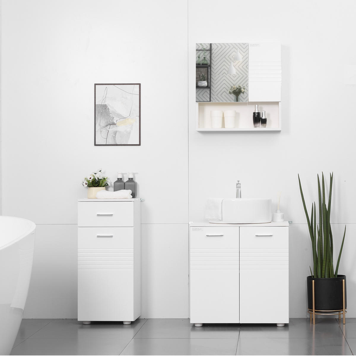 MIDISCHRANK DE-17361 mit Tür, Schublade & verstellbarem Regal Weiß - Weiß, Holzwerkstoff (30/77.5/35cm) - ComfortXL