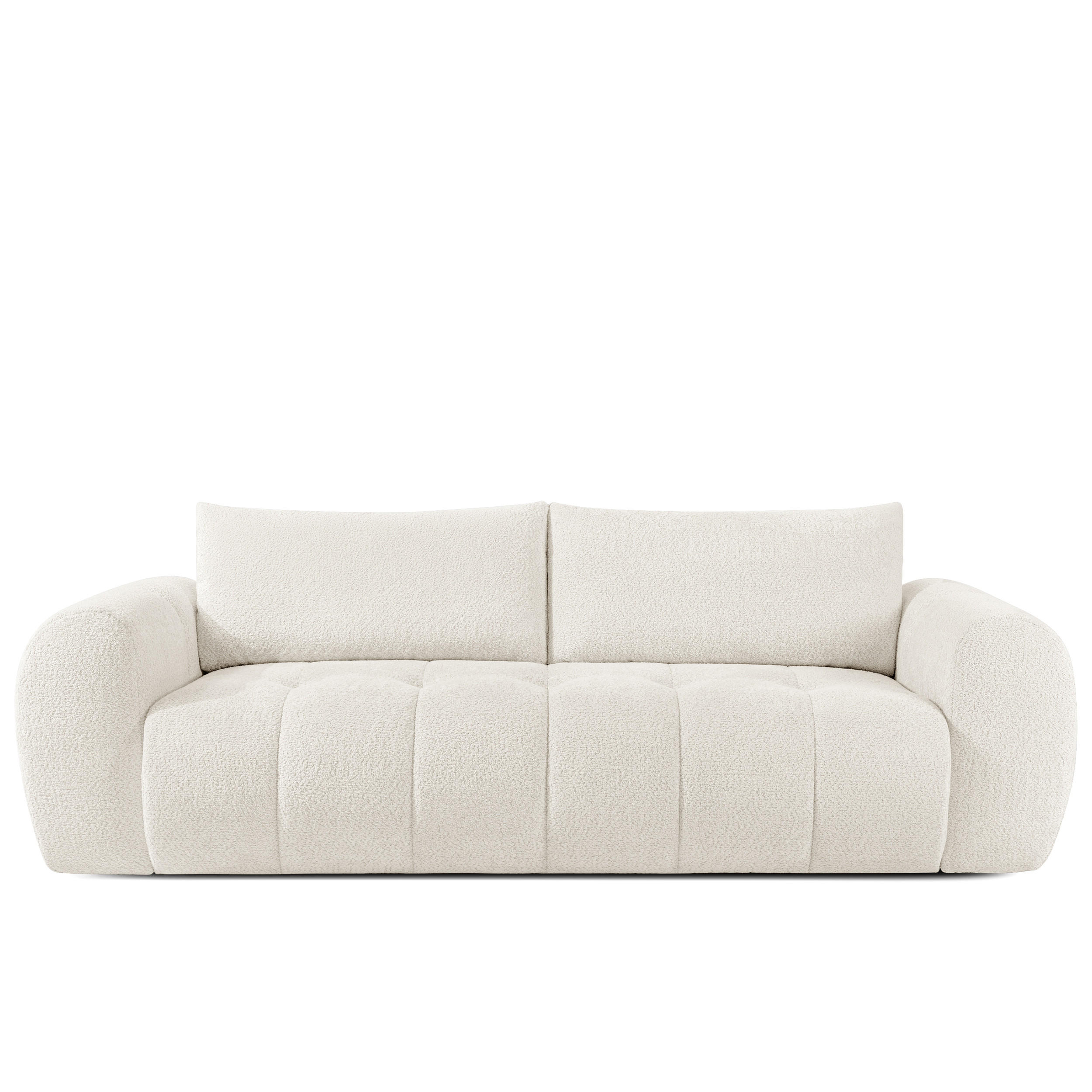 EINZELSOFA LIRA, Weiß, Bouclé - Weiß, Holz/Holzwerkstoff (256/84/112cm) - KONSIMO®