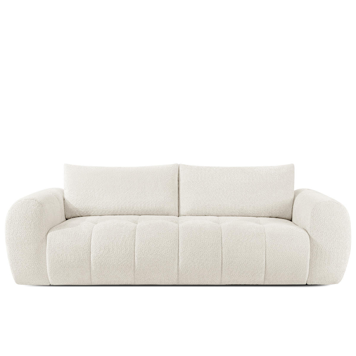 EINZELSOFA LIRA, Weiß, Bouclé - Weiß, Holz/Holzwerkstoff (256/84/112cm) - KONSIMO®