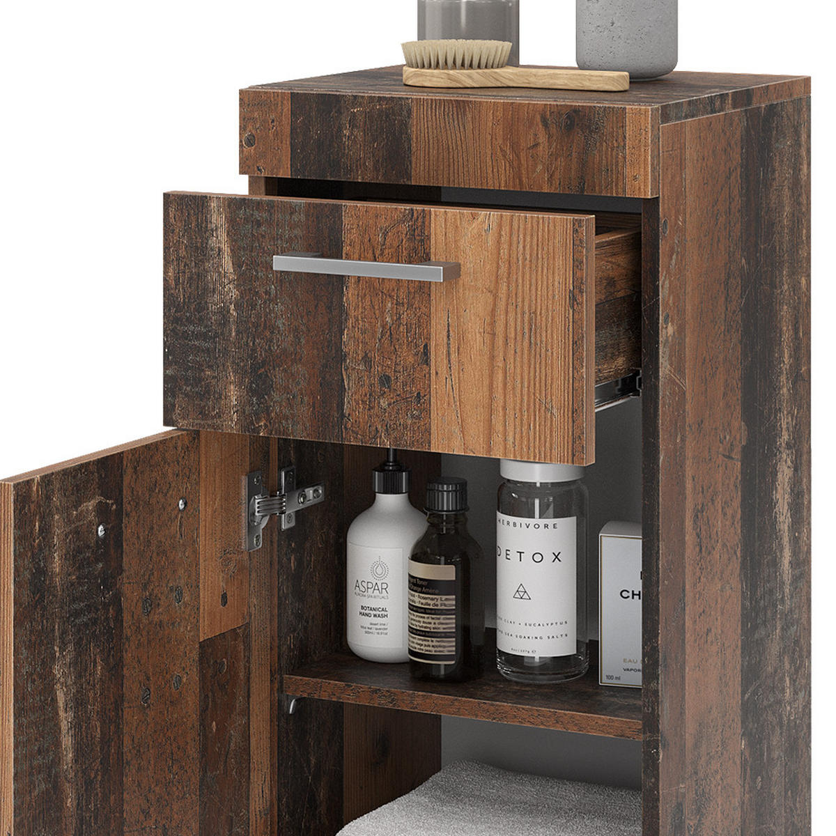 MIDISCHRANK Luna Oldstyle 37 x 79 cm - Braun, Holzwerkstoff (37/79/32.6cm) - Vicco